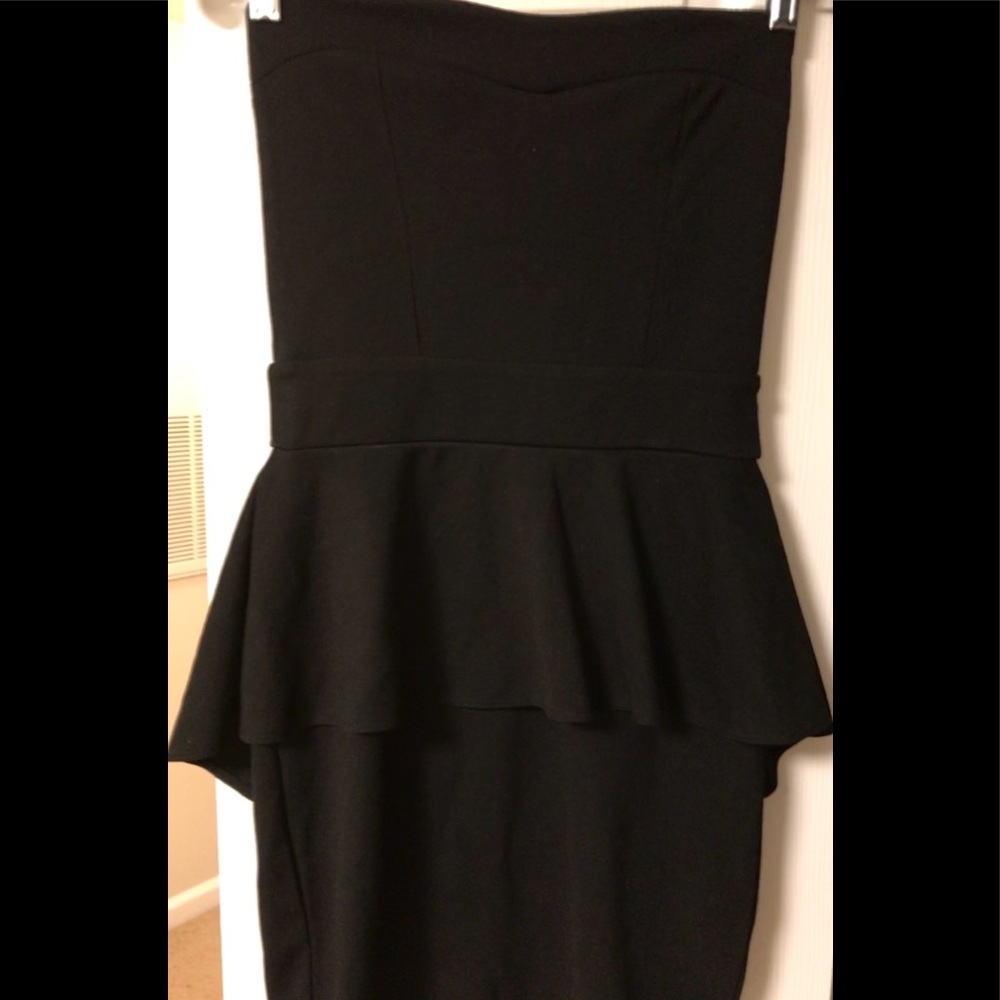 Little black dress peplum waist heart shaped neck